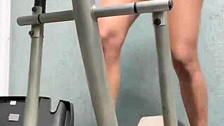 Brave Girl Licks Pussy In Gym Voyeur Scene