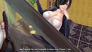 monster says, 'feel my footjob under desk'