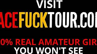 आज्ञाकारी ब्रूनेट एमेच्योर गहरे समर्पण के साथ लंड पर गैग करती है, हर रफ धक्के की चाहत में।