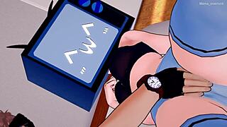 TV woman enjoys hot exercises in sportswear