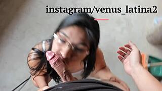 Stunning facial for Latina Venus with borrowed glasses, follow on Instagram