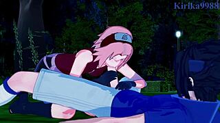 Sakura Haruno, Naruko, and Sasuke Uchiha in intense Naruto hentai sex.