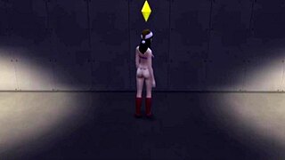 Goth brunette with tattoos in voyeur solo scene