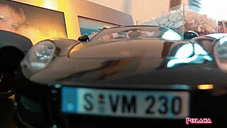 boy catches tattooed blonde babe in office for blowjob and cumshot