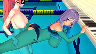 Girl Studying Swimming In 3D Hentai Animation, Reaching Orgasm With Facial.