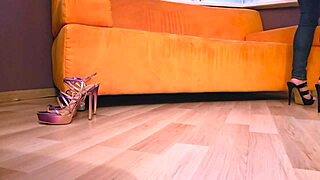 check out this barefoot high heels collection haul with various shoes and feet.