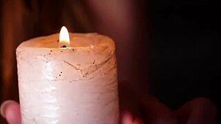 Brunette Clara D masturbates solo with wax on her natural tits