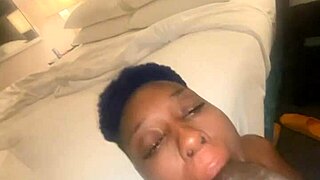 ebony woman sucking on a big black cock in a homemade video with horny sex