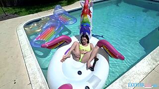 Pixie With Riley Jean And Logan Lucky In Bikini Pool Fun