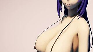 Bikini Girl Dances with Big Tits in 3D Anime