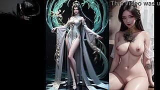 AI painting of Liu Shen's huge tits and fat ass in Perfect World 3D animation