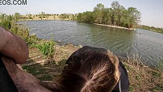 Big tits Alexis Kay titty fucks and blowjobs in park