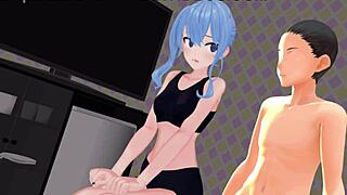 mmd-vtuber suisei hishimachi in group scene