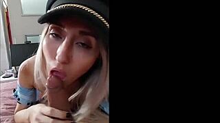 amazing blowjob from hot police officer with monster cock