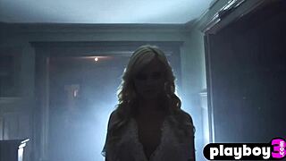 Voluptuous blonde MILF Lindsey Gayle Evans undresses to reveal her stunning nude figure