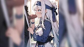 Anime Japanese Ainu teen 18+ in doggystyle and missionary sex.