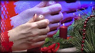 Mrs. Santa Claus jerks hubby off with a wild finger twist!