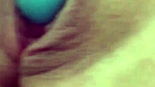 wet pussy drips onto vibrator during intense masturbation