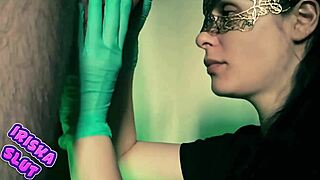 Hot girl in mask gets cum in mouth.