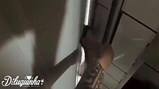 caught the young brunette taking a bath