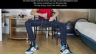 young gay boy jerks in jeans