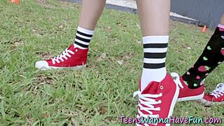 Real Teens In Spandex Suck And Fuck Monster Cocks