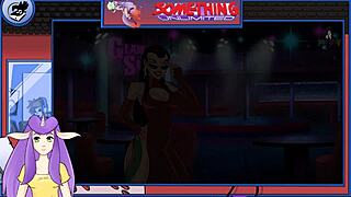 Blonde with big tits and blue eyes in anime scene