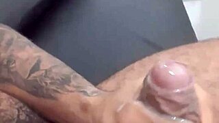 Young guy enjoys solo pleasure in private moment, reaching climax