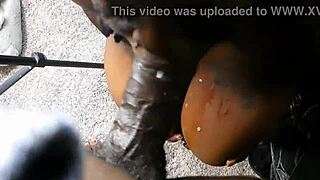 Sloppy dick sucking by ebony babe on big black cock