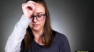 Shy Brunette Overcomes Hesitation for First Masturbation Session