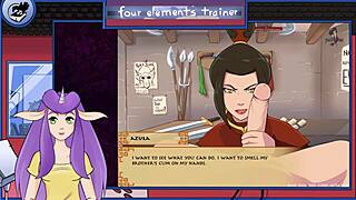 in avatar the last airbender trainer part 28, the brunette gives a royal handjob leading to orgasm