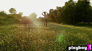 Milf Anetta Keys Poses Outdoor After Ripping Clothes Off