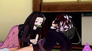 Tanjiro and Nezuko in Demon Slayer hentai: innocent siblings turn horny with blowjobs and cumshots