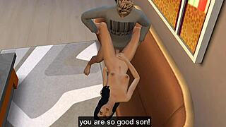 Asian stepmom strips after losing game to stepson, then they fuck