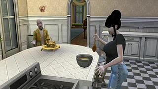 chichi gets trained sexually by master roshi, her perverted cuckold husband watches