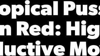 tropicalpussy looks alluring in red high heels, teasing with her tight assets.