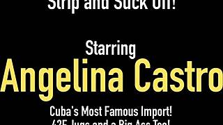 Angelina Castro Sucks Cock in Lingerie with Big Boobs Out