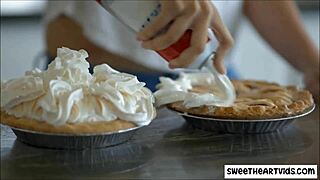 In this messy lesbian scene, pornstars lick chocolate off each other passionately.