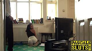 Pascal enjoys face fucking petite 18+ chick in cowgirl pussy ride