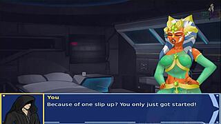 in star wars, the orange trainer participates in an orgy with cosplay whores in bdsm and japanese game scenes