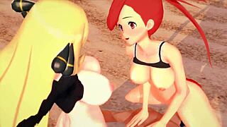 Wanna join Flannery and Cynthia for a Pokemon threesome?