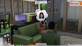 A sims life episode 1 - animated 3d game scene with cartoon characters in hentai style.