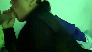 Big tits girl giving blowjob in lingerie