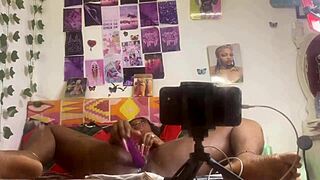 I got wild playing with my pussy, dildo in hand, mirror watching