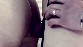 Trans bitch dominates and cums on gimp