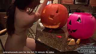 Teen fucks pumpkin.