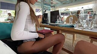 Flashing Pussy And Panties In Mini Skirt Leads To Risky Outdoor Blowjob With Cum In Mouth