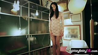 I love watching this classy brunette babe finger her pussy in lingerie