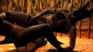 furry jackal vs furry dragon in scissoring action