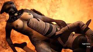 furry jackal vs furry dragon in scissoring action